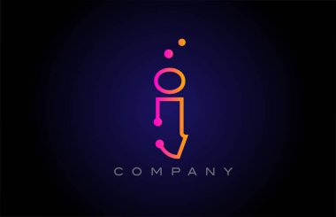 I dot line alphabet letter logo icon design. Creative template for company and business in pink yellow color