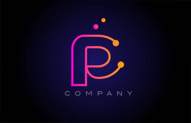 P dot line alphabet letter logo icon design. Creative template for company and business in pink yellow color