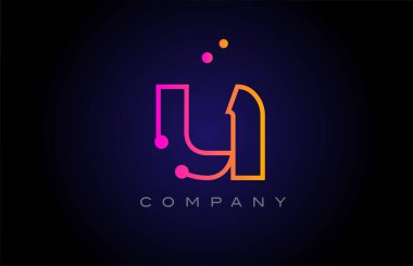 U dot line alphabet letter logo icon design. Creative template for company and business in pink yellow color