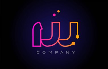 W dot line alphabet letter logo icon design. Creative template for company and business in pink yellow color