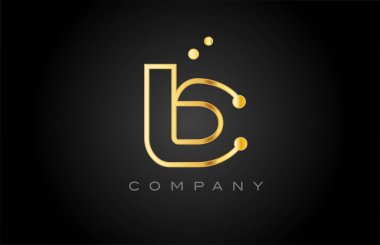 B dot line alphabet letter logo icon design. Creative template for company and business in pink yellow color