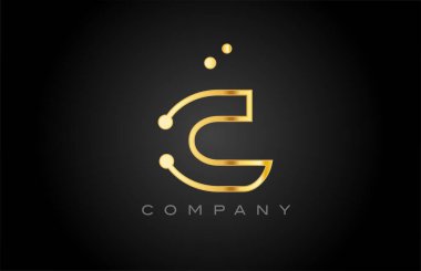 C dot line alphabet letter logo icon design. Creative template for company and business in pink yellow color