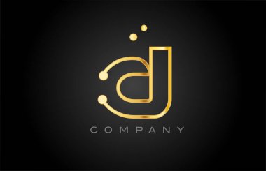 D dot line alphabet letter logo icon design. Creative template for company and business in pink yellow color
