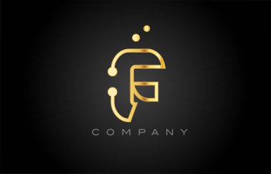 F dot line alphabet letter logo icon design. Creative template for company and business in pink yellow color