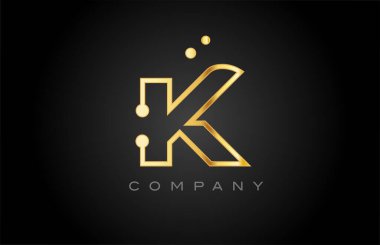 K dot line alphabet letter logo icon design. Creative template for company and business in pink yellow color