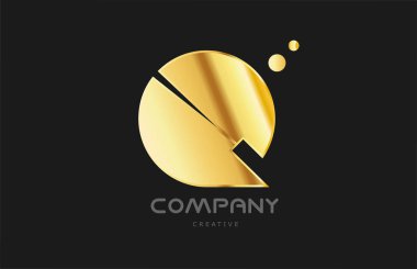 gold golden geometric Q alphabet letter logo icon design. Creative template for company and business in yellow color