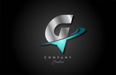 Gümüş metal alfabe alfabesi harfli simge tasarımı. İş ve şirket için yaratıcı şablon