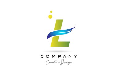Yeşil L alfabesi harf logosu simgesi ile Swoosh. İş ve şirket için yaratıcı şablon