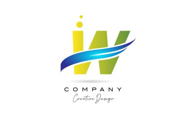 Yeşil W alfabesi harf logosu simgesi. İş ve şirket için yaratıcı şablon