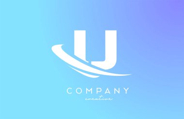 Mavi renkli U alfabesi harfi logo simgesi. Şirket ve iş dünyası için yaratıcı şablon tasarımı