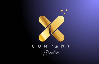 Altın altın rengi X alfabe harfi logo ikonu tasarımı. Noktalı sarı mavi renk. İş ve şirket için yaratıcı şablon