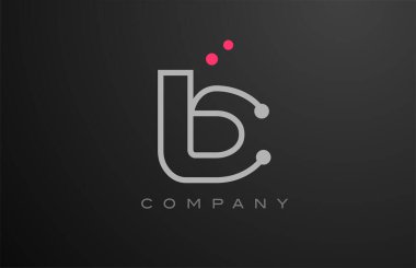 Pembe noktalı gri B alfabesi harf simgesi tasarımı. Şirket ve iş için yaratıcı şablon