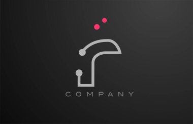 Pembe noktalı gri R alfabesi harfi simge tasarımı. Şirket ve iş için yaratıcı şablon