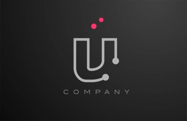 Pembe noktalı gri V alfabesi harf simgesi tasarımı. Şirket ve iş için yaratıcı şablon