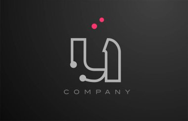 Pembe noktalı gri U alfabesi harfi simge tasarımı. Şirket ve iş için yaratıcı şablon