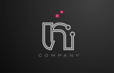 Noktalı pembe gri çizgi N alfabesi harf simgesi tasarımı. İş ve şirket için yaratıcı şablon