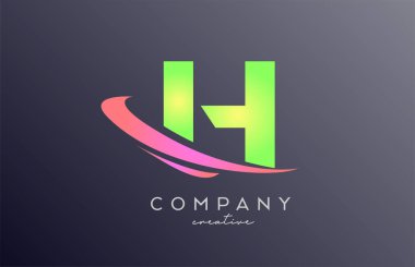 Yeşil pembe alfabe harfi logo simgesi ile Swoosh. Şirket ve iş dünyası için yaratıcı şablon tasarımı