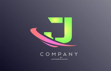 Yeşil pembe alfabe harfi logo simgesi. Şirket ve iş dünyası için yaratıcı şablon tasarımı