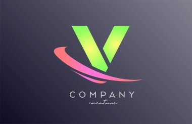 yeşil pembe alfabe harf logosu simgesi ile Swoosh. Şirket ve iş dünyası için yaratıcı şablon tasarımı