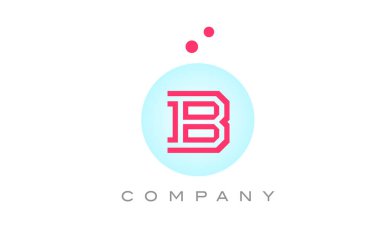Noktalı mavi pembe B alfabesi harf logosu tasarımı. Şirket ve iş için yaratıcı şablon