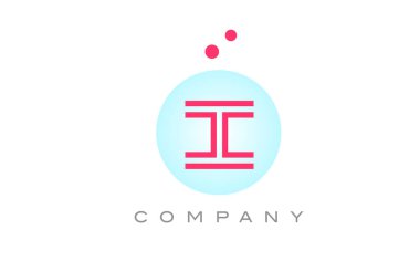 Noktalı mavi I harfli alfabe simgesi tasarımı. Şirket ve iş için yaratıcı şablon