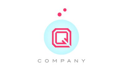 Noktalı mavi, Q harfli alfabe simgesi tasarımı. Şirket ve iş için yaratıcı şablon