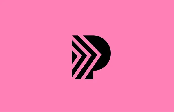 ピンクの黒Pアルファベット文字のロゴのアイコンのデザイン幾何学的なライン ビジネスと会社のための創造的なテンプレート — ストックベクタ