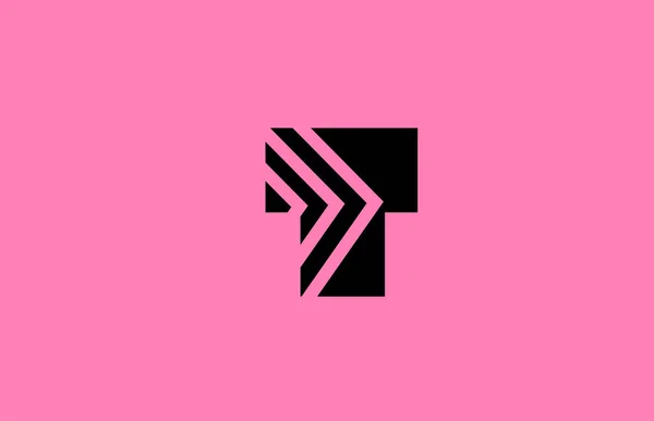 ピンクのTアルファベット文字のロゴのアイコンのデザイン幾何学的な線で ビジネスと会社のための創造的なテンプレート — ストックベクタ