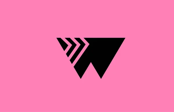 粉红黑色W字母表图标设计与几何线条 商业和公司的创意模板 — 图库矢量图片