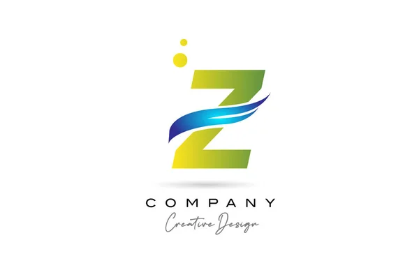 Zielona Ikona Logo Litery Alfabetu Swoosh Kreatywny Szablon Dla Biznesu — Wektor stockowy