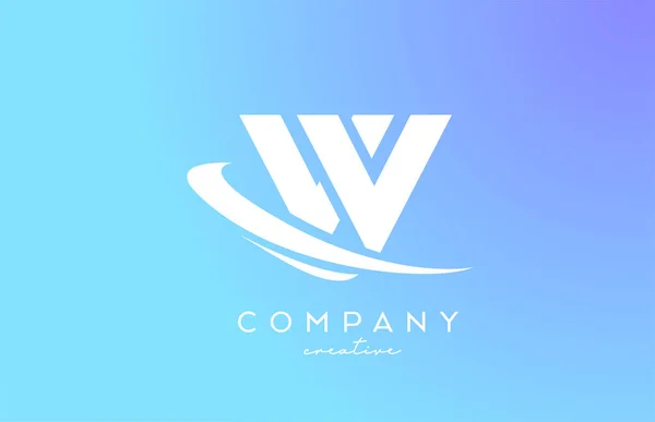 Bleu Pastel Couleur Alphabet Lettre Logo Icône Avec Swoosh Conception — Image vectorielle