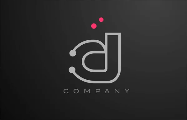 ピンクドットのグレーDアルファベット文字のロゴアイコンデザイン 会社とビジネスのための創造的なテンプレート — ストックベクタ