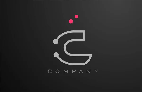 グレーのCアルファベットの文字のロゴのアイコンのデザインピンクのドット 会社とビジネスのための創造的なテンプレート — ストックベクタ