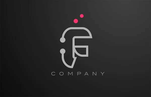 グレーのFアルファベットの文字のロゴのアイコンのデザインピンクのドット 会社とビジネスのための創造的なテンプレート — ストックベクタ