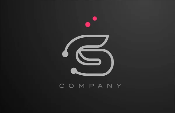Pembe Noktalı Gri Harfli Logo Simgesi Tasarımı Şirket Için Yaratıcı — Stok Vektör