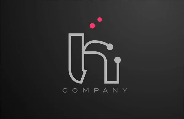 グレーのHアルファベットの文字のロゴのアイコンのデザインピンクのドット 会社とビジネスのための創造的なテンプレート — ストックベクタ