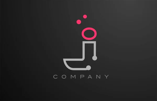 灰色J字母表图标设计与粉红点 公司和企业的创意模板 — 图库矢量图片