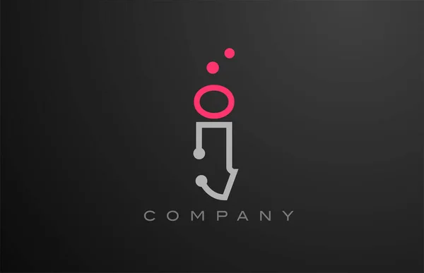 灰色I字母表图标设计与粉红点 公司和企业的创意模板 — 图库矢量图片