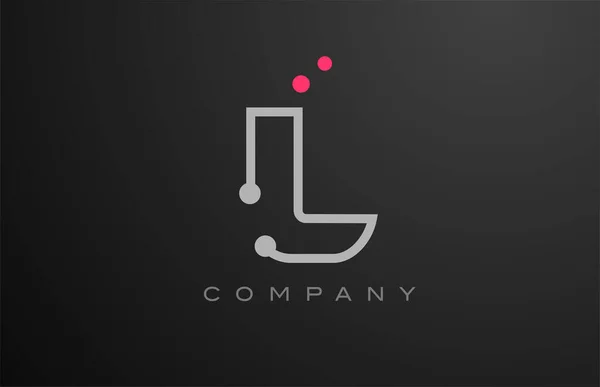 グレーのLアルファベットの文字のロゴのアイコンのデザインピンクのドット 会社とビジネスのための創造的なテンプレート — ストックベクタ