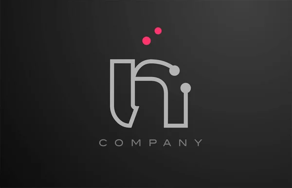 Grijs Alfabet Letter Logo Icoon Ontwerp Met Roze Stip Creatieve — Stockvector