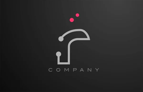 Сіра Абетка Літери Логотипу Дизайн Піктограми Рожевою Крапкою Креативний Шаблон — стоковий вектор