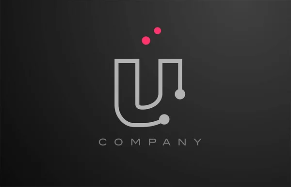 Серый Алфавит Буква Логотип Иконка Розовой Точкой Творческий Соблазн Компании — стоковый вектор