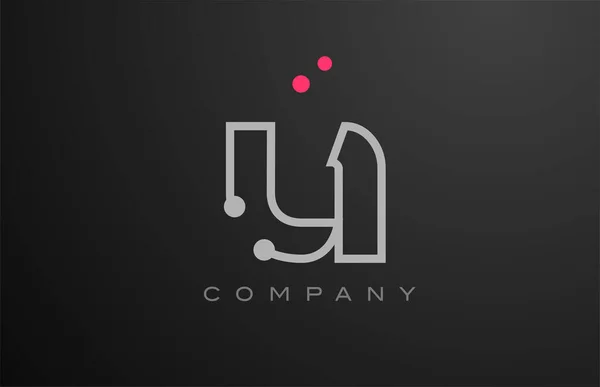 Сіра Абетка Літери Логотипу Дизайн Піктограми Рожевою Крапкою Креативний Шаблон — стоковий вектор