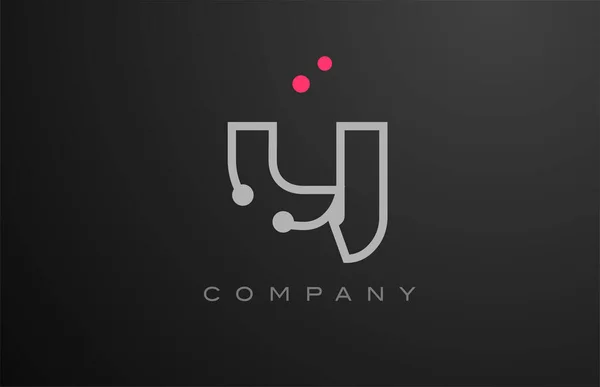 Gris Lettre Alphabet Logo Icône Design Avec Point Rose Modèle — Image vectorielle