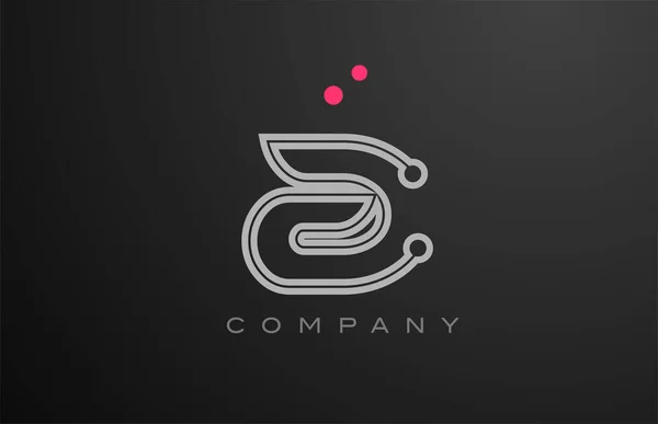Roze Grijze Lijn Een Alfabet Letter Logo Icoon Ontwerp Met — Stockvector