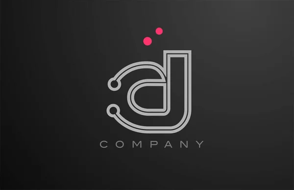 ピンクグレーのラインDアルファベット文字のロゴのアイコンのデザイン ビジネスと会社のための創造的なテンプレート — ストックベクタ