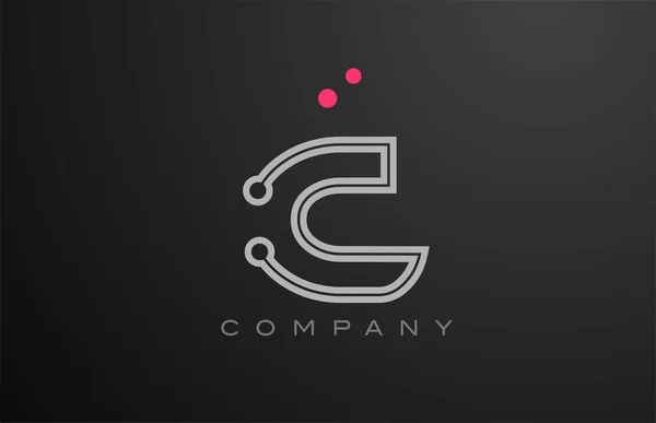 粉红灰线C字母表图标设计与点 商业和公司的创意模板 — 图库矢量图片