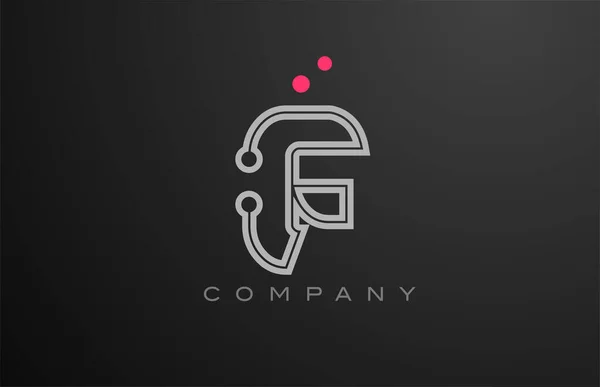 Ροζ Γκρι Γραμμή Αλφάβητο Γράμμα Λογότυπο Εικονίδιο Σχεδιασμό Τελεία Δημιουργικό — Διανυσματικό Αρχείο