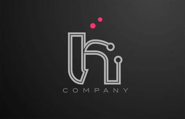Linha Cinza Rosa Alfabeto Letra Logotipo Ícone Design Com Ponto —  Vetores de Stock