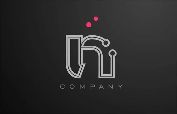 Rose Gris Ligne Lettre Alphabet Logo Icône Design Avec Point — Image vectorielle